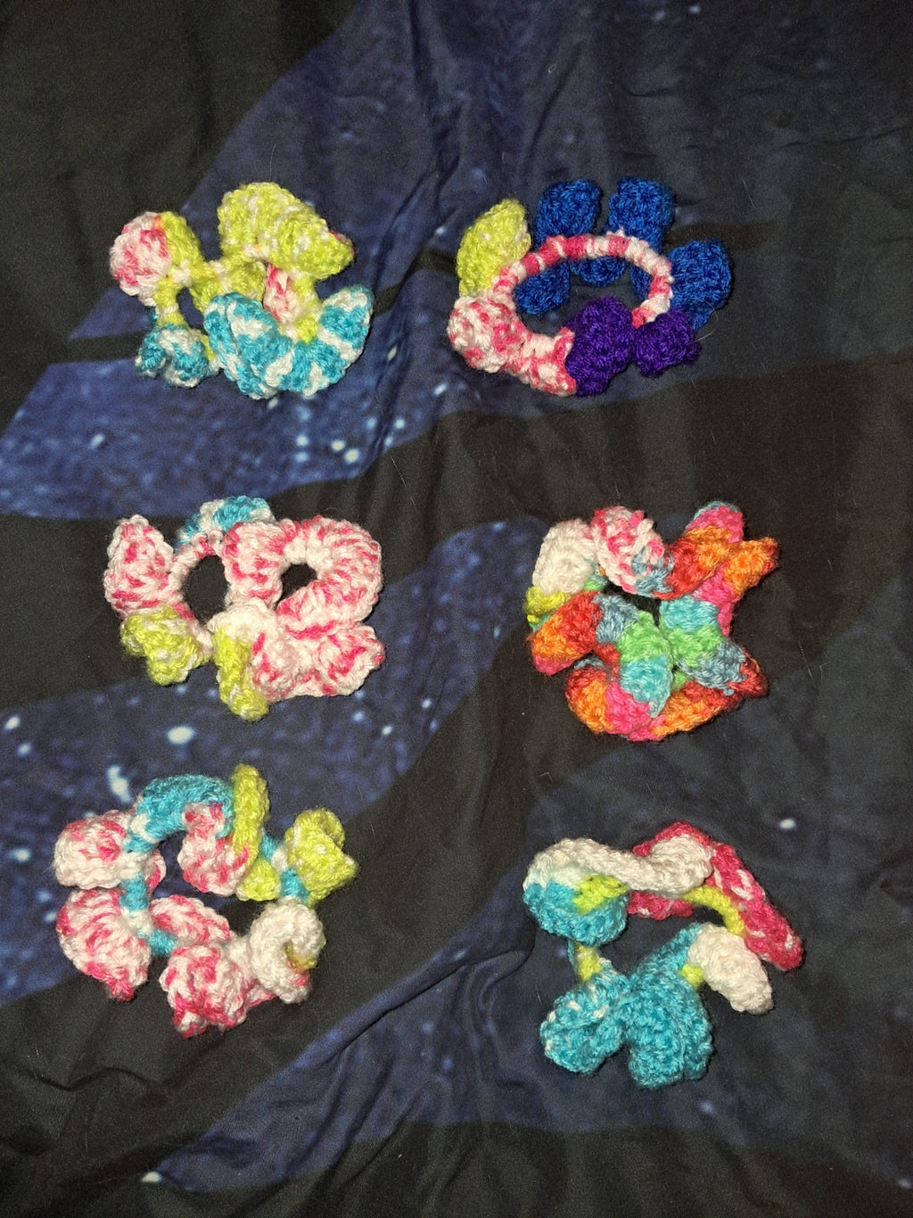 Crocheted scrunchies
